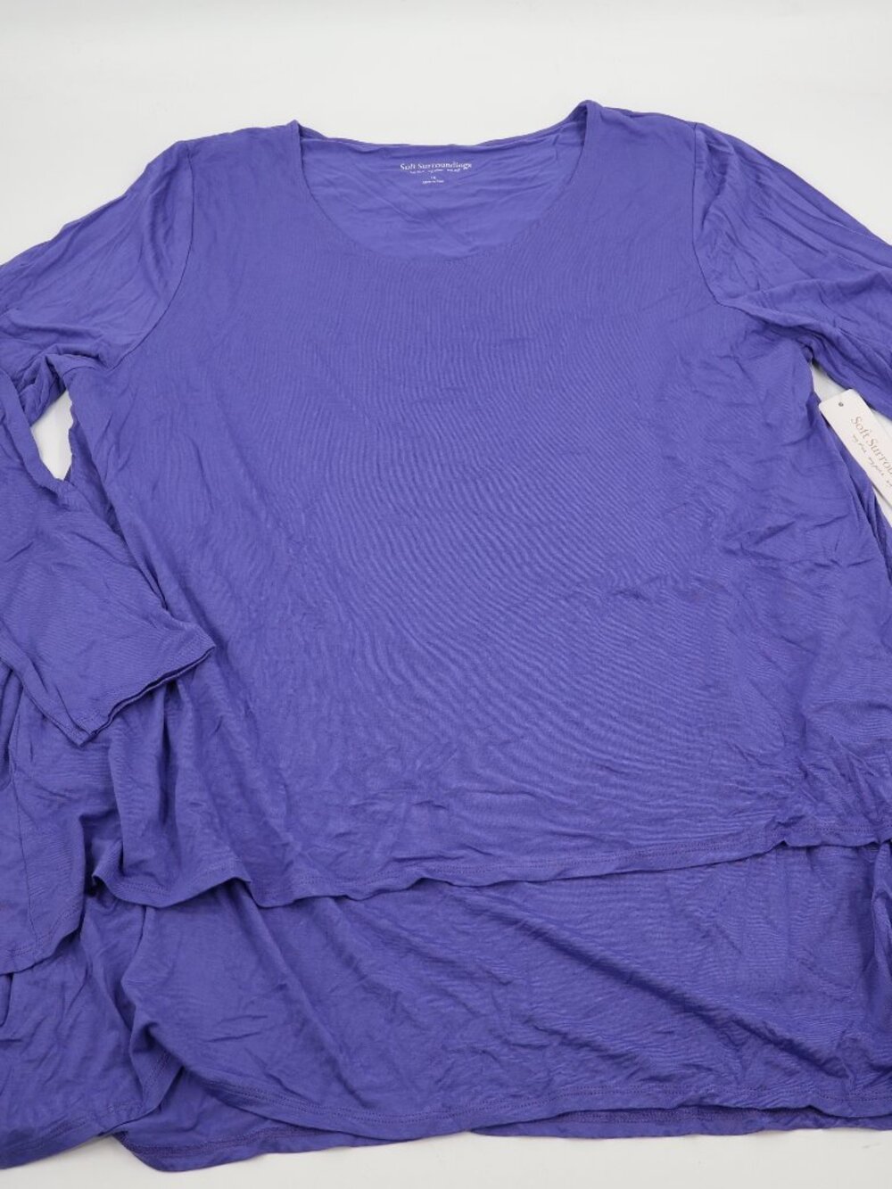 Soft Surroundings Perfect Layers Top Womens 1X Purple Iris Split Back Tunic NEW
